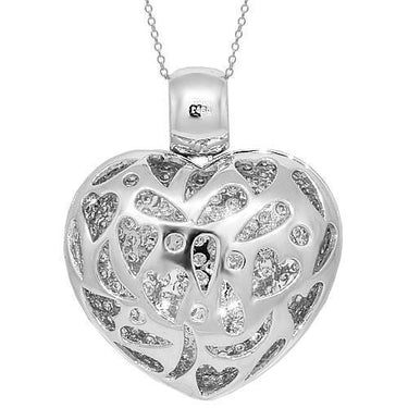 18K White Solid Gold Womens Diamond Heart Locket Pendant 4.60 Ctw